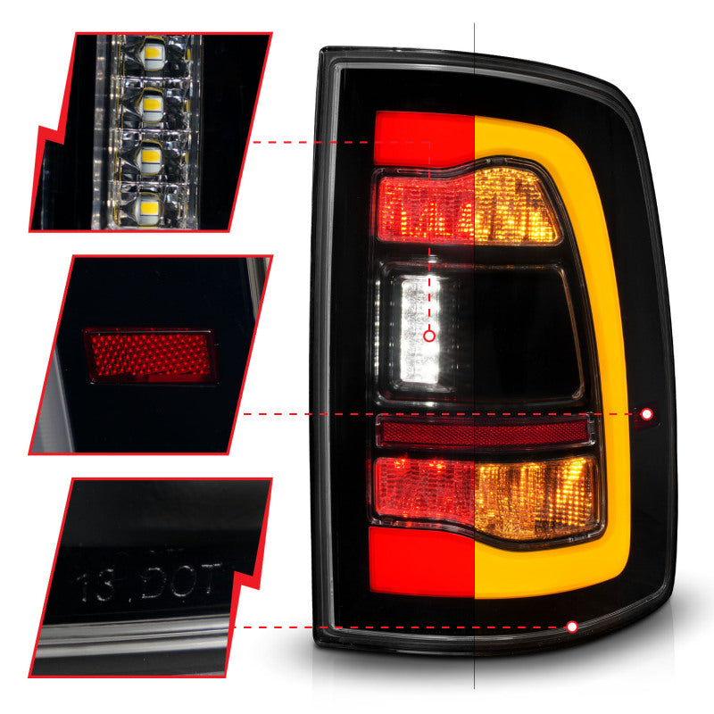 
                      
                        ANZO 09-18 Dodge Ram 1500 Sequential LED Taillights Smoke Black w/Switchback Amber Signal
                      
                    