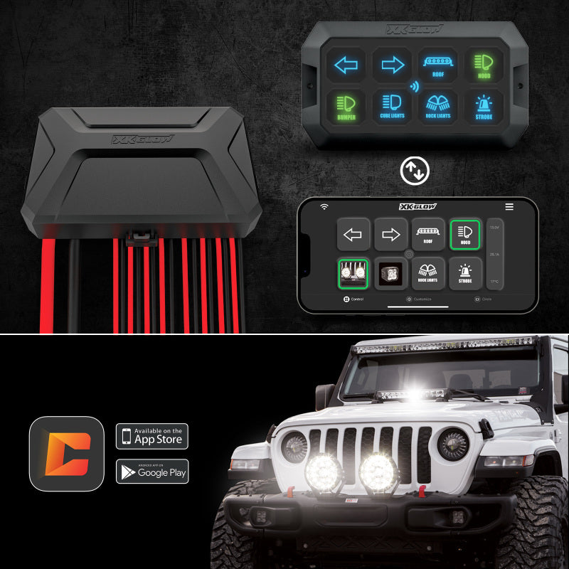 
                      
                        XK Glow XKcommand Bluetooth Switch Panel for Lights 12V Accessory Offroad
                      
                    