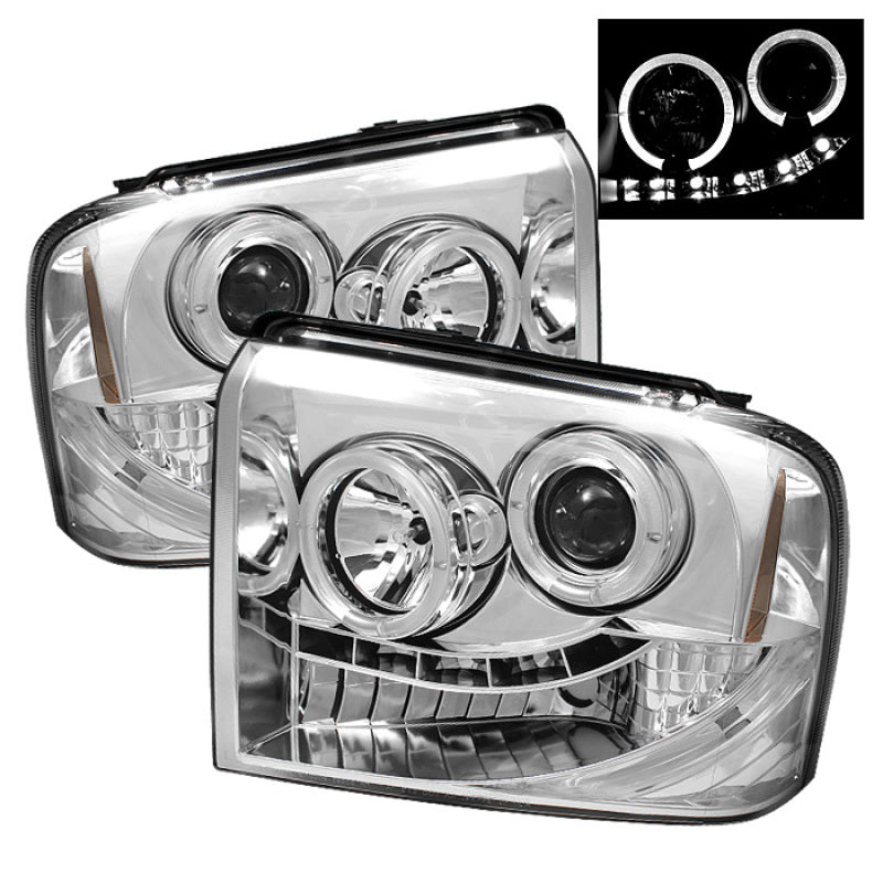 Spyder Ford F250/350/450 Super Duty 05-07 Projector Headlights LED Halo- LED Chrm PRO-YD-FS05-HL-C