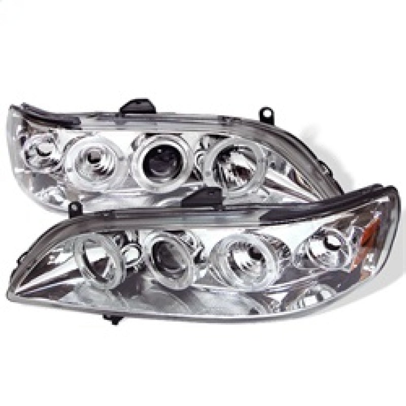 Spyder Honda Accord 98-02 1PC Projector Headlights LED Halo Amber Reflctr Chrm PRO-YD-HA98-AM-C