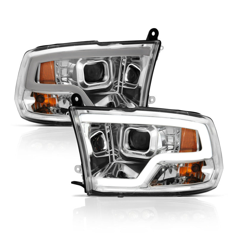 ANZO 09-18 Dodge Ram 1500 Plank Style Projector Headlights Chrome w/ Halo