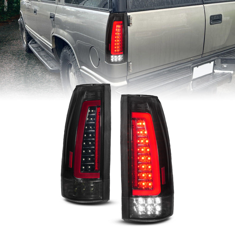 ANZO 88-99 Chevy/GMC C/K1500/2500/3500 Full LED Light Tube Taillights Black Housing Smoke Lens