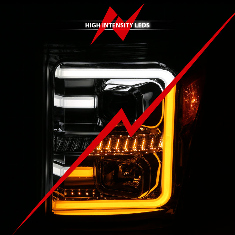 
                      
                        ANZO 11-16 Ford F-250/F-350/F-450 Projector Headlights w/ Plank Style Switchback Chrome w/Amber
                      
                    