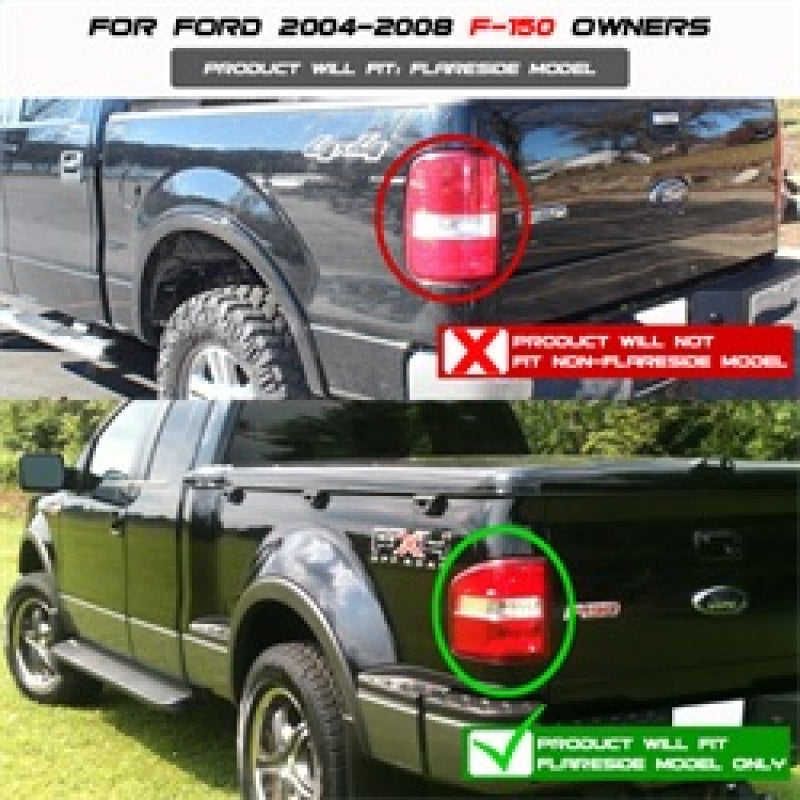 
                      
                        Spyder Ford F150 Flareside 04-08 Euro Style Tail Lights Black ALT-YD-FF15004FS-BK
                      
                    