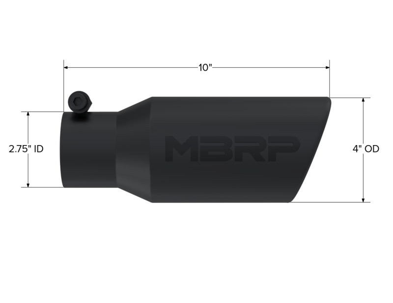 
                      
                        MBRP Universal Angled Rolled End Tip 4in OD / 2-3/4in Inlet / 10in Length - Black
                      
                    