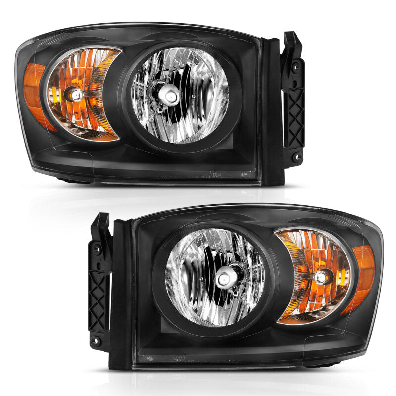 
                      
                        ANZO 2006-2009 Dodge Ram 1500 Crystal Headlight  Black Amber
                      
                    