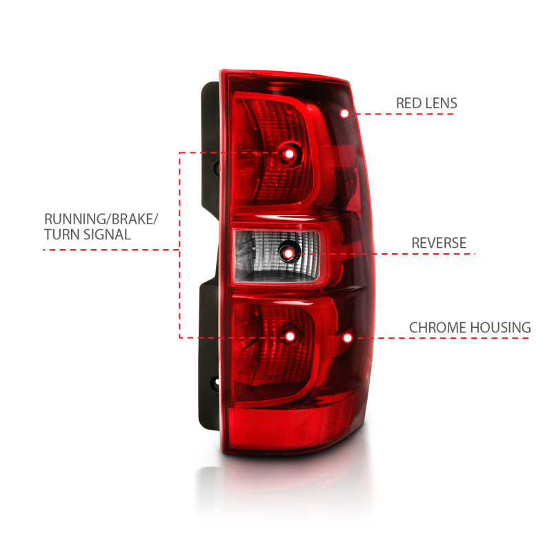 
                      
                        ANZO 2007-2014 Chevy Tahoe Taillight Red/Clear Lens (OE Replacement)
                      
                    