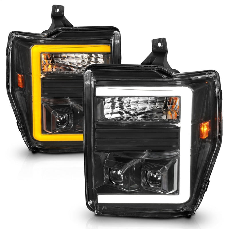 
                      
                        ANZO 08-10 Ford F-250 - F-550 Super Duty Projector Headlights w/ Light Bar Switchback Black Housing
                      
                    