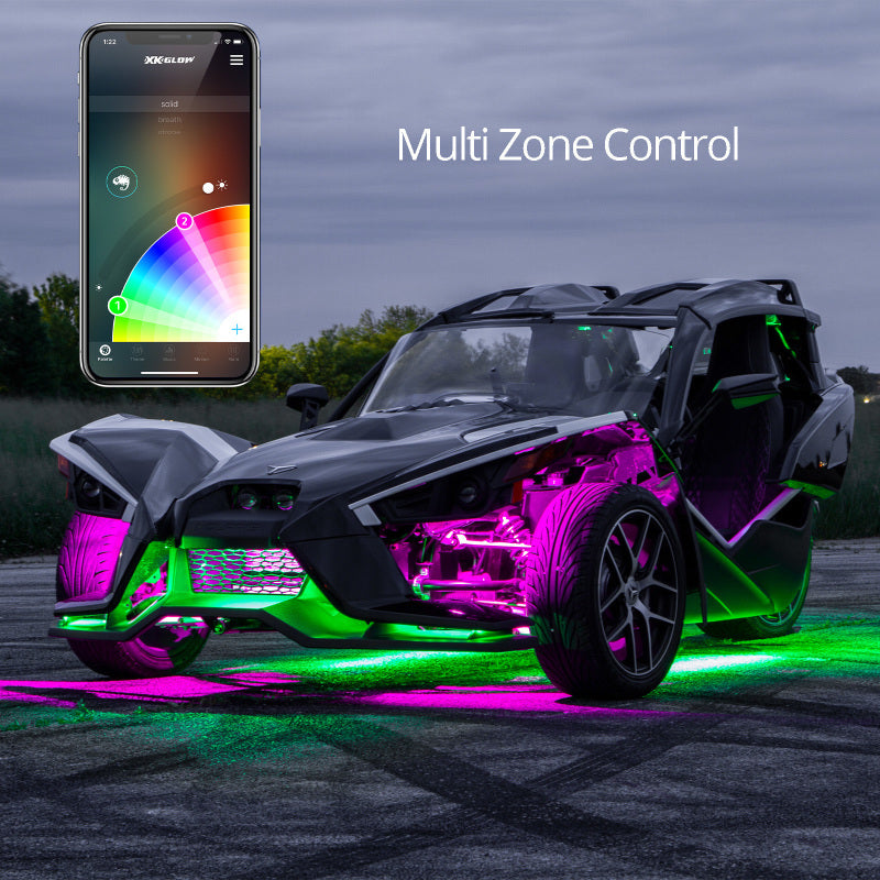 XK Glow LED Underglow Light Kit for Polaris Slingshot XKCHROME Smartphone App Controller (Advanced)