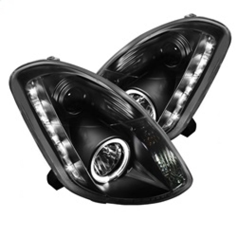 Spyder Infiniti G35 03-04 4DR Projector Halogen - LED Halo DRL Blk High H4 PRO-YD-IG35034D-DRL-BK