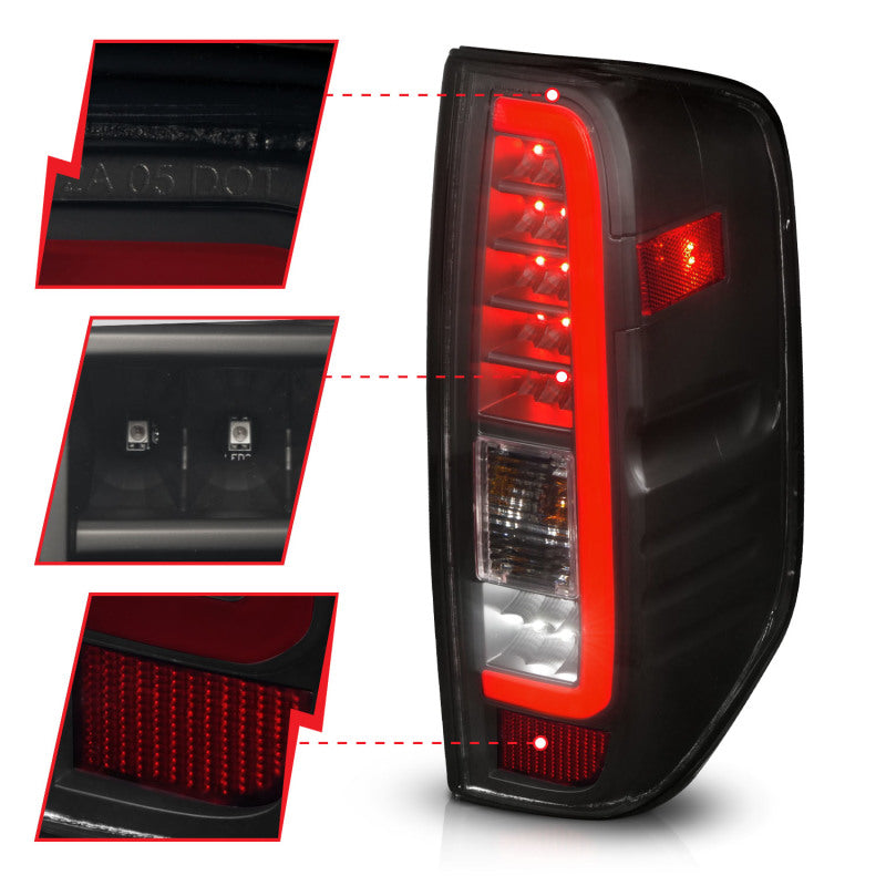 
                      
                        ANZO 2005-2021 Nissan Frontier LED Taillights Black Housing/Smoke Lens
                      
                    