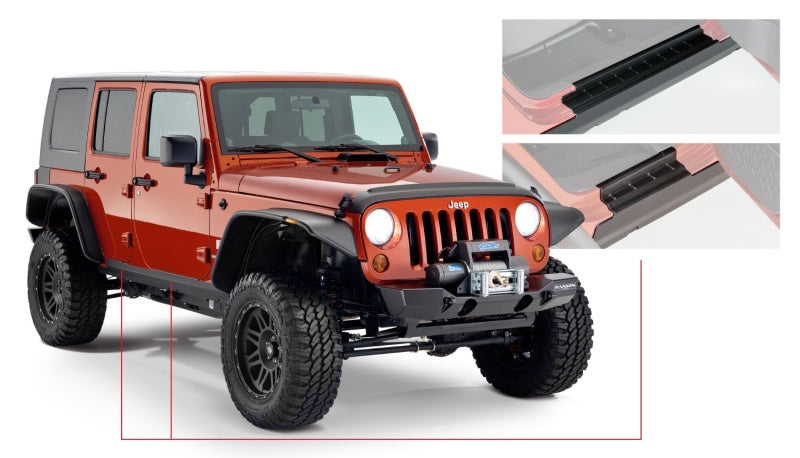 Bushwacker 07-18 Jeep Wrangler Unlimited Trail Armor Rocker Panel and Sill Plate Cover - Black