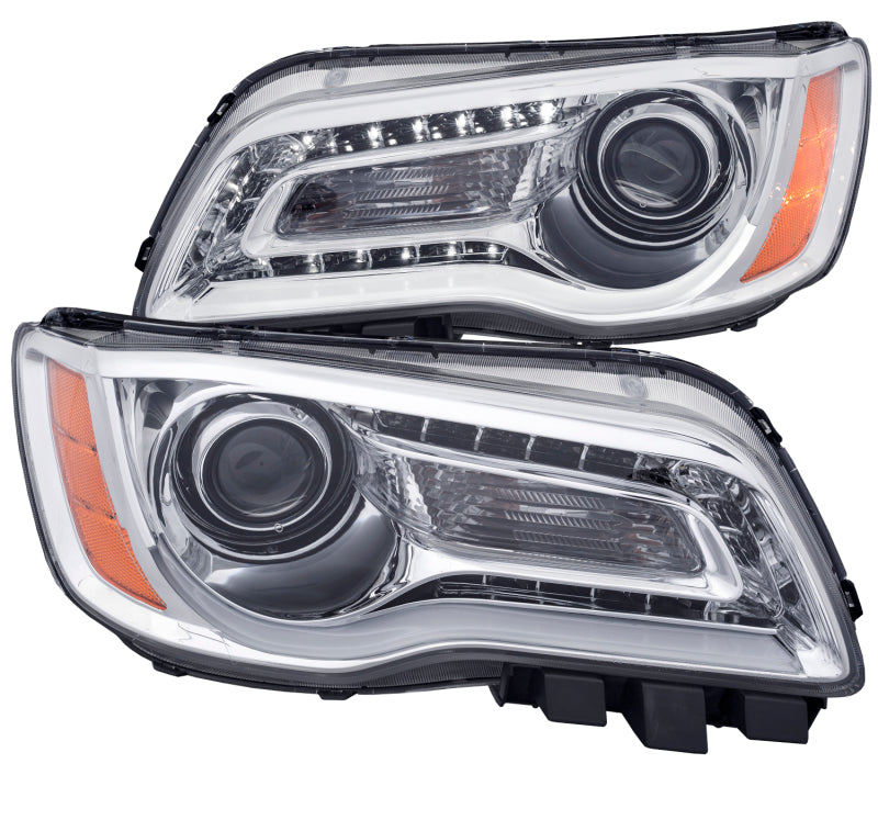 ANZO 2011-2014 Chrysler 300 Projector Headlights w/ Plank Style Design Chrome