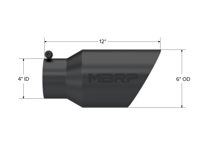 
                      
                        MBRP Universal Tip 6 O.D. Dual Wall Angled 4 inlet 12 length - Black Finish
                      
                    