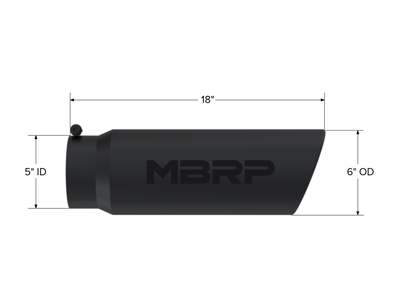 
                      
                        MBRP Universal Tip 6in OD Angled Rolled End 5in Inlet 18in Lgth Black Finish Exhaust
                      
                    