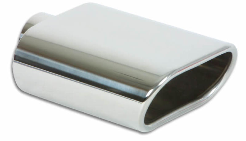 Vibrant 5.5in x 3in Oval SS Exhaust Tip (Single Wall Angle Cut Rolled Edge)