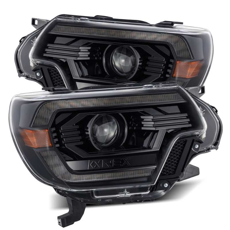 AlphaRex 12-15 Toyota Tacoma PRO-Series Projector Headlights Plank Style Alpha Black w/DRL