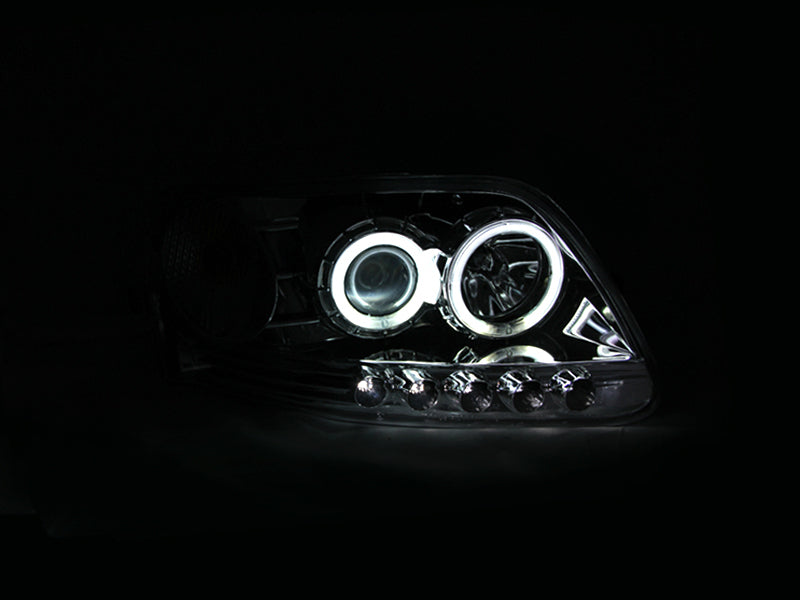 
                      
                        ANZO 1997.5-2003 Ford F-150 Projector Headlights w/ Halo Chrome 1pc
                      
                    