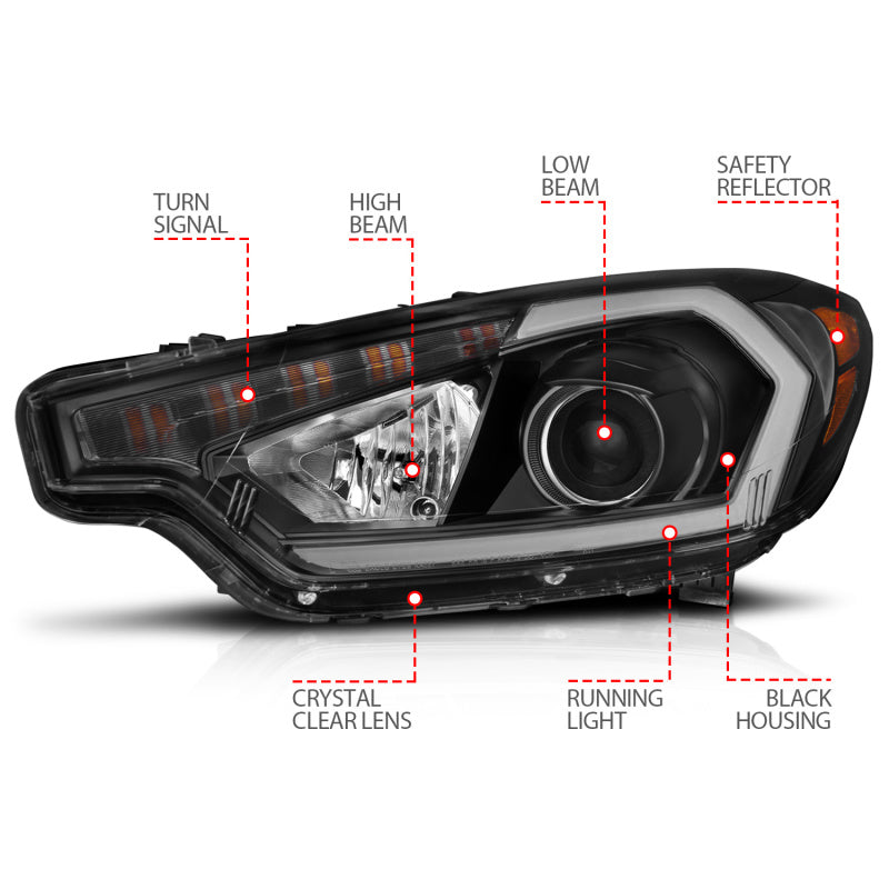 
                      
                        ANZO 2014-2016 Kia Forte Projector Headlights w/ Light Bar Black Housing w/ DRL
                      
                    