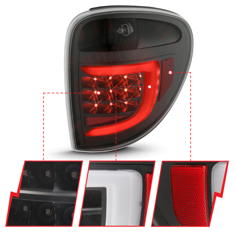 
                      
                        ANZO 2004-2007 Dodge  Grand Caravan LED Tail Lights w/ Light Bar Black Housing Clear Lens
                      
                    