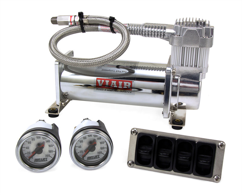 
                      
                        Air Lift 4-Way Manual Control System 100% Duty 1/4in Line 4 Gal. Tank.
                      
                    