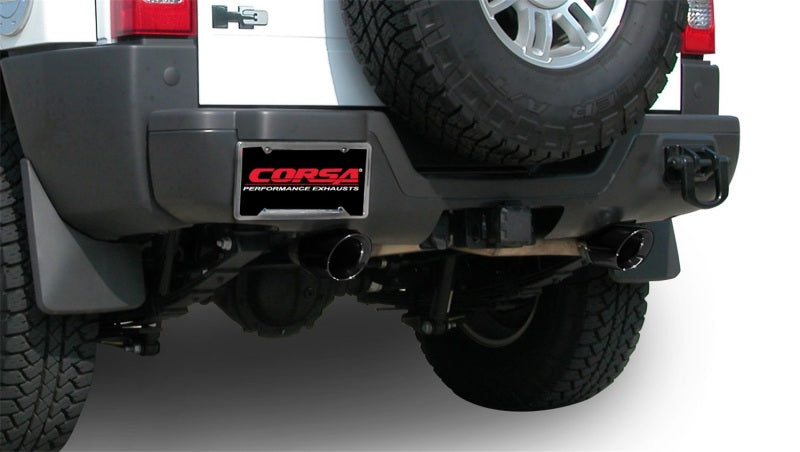 
                      
                        Corsa 2006-2008 Hummer H3 3in Cat-Back Dual Rear w Single 4in Black Pro-Series Tips
                      
                    