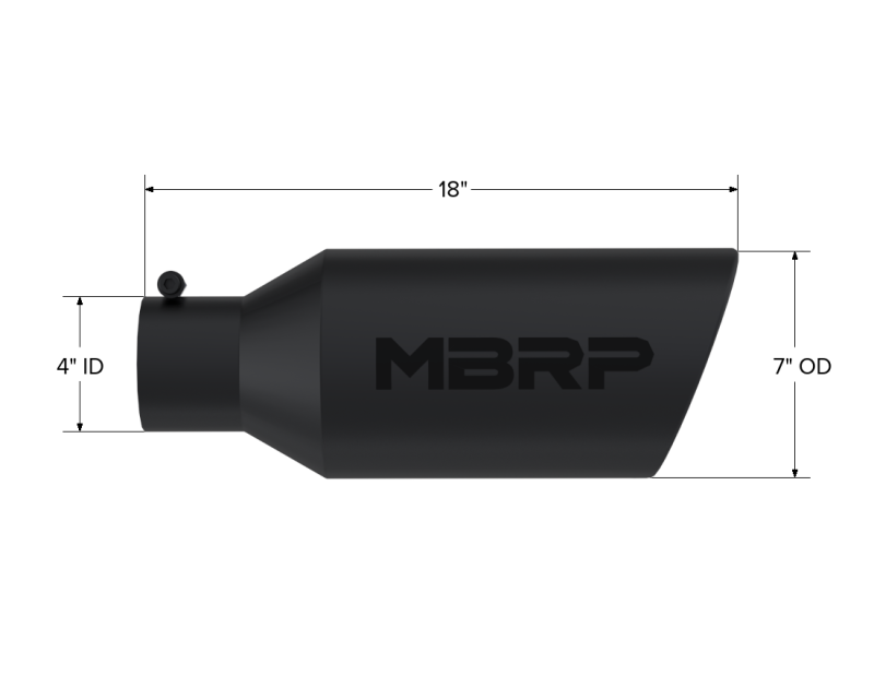 
                      
                        MBRP Universal Exhaust Tip 7in O.D. Rolled End 4in Inlet 18in Length - Black
                      
                    