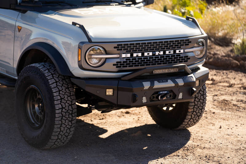 
                      
                        DV8 Offroad 2021+ Ford Bronco Front Bumper Winch Capable w/ Optional Bull Bar/Aux Light Opening
                      
                    