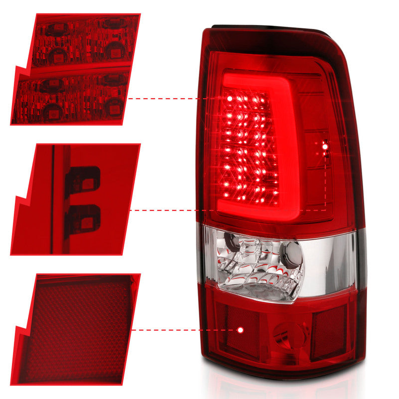 
                      
                        ANZO 1999-2002 Chevy Silverado 1500 LED Taillights Plank Style Chrome With Red/Clear Lens
                      
                    