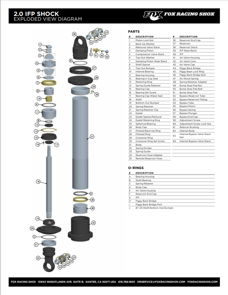 Fox Eyelet Shaft Dia. 0.875 Shaft 1.000 W 5.260 Tlg Dia. 1.1869 ID Titan Al 6061 Black Ano II