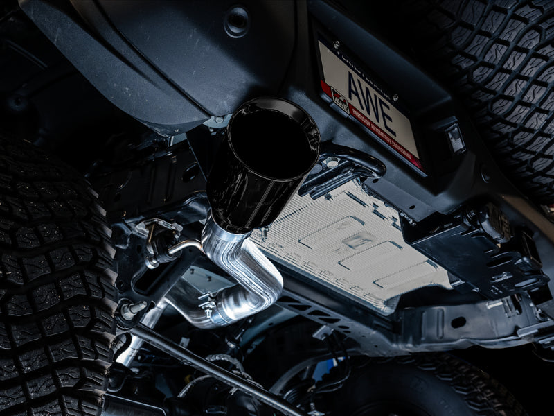 
                      
                        AWE Tuning 2021+ Ford Bronco 0FG Single Rear Exit Exhaust w/Diamond Black Tip & Bash Guard
                      
                    