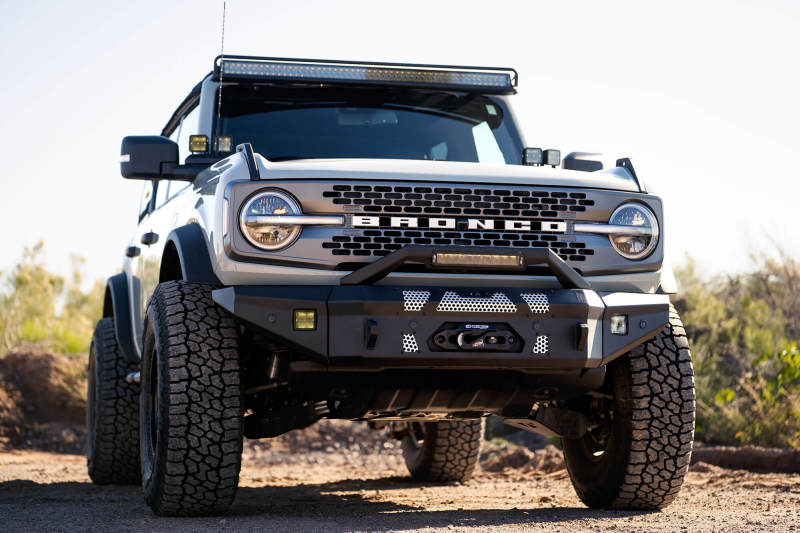 
                      
                        DV8 Offroad 2021+ Ford Bronco Front Bumper Winch Capable w/ Optional Bull Bar/Aux Light Opening
                      
                    