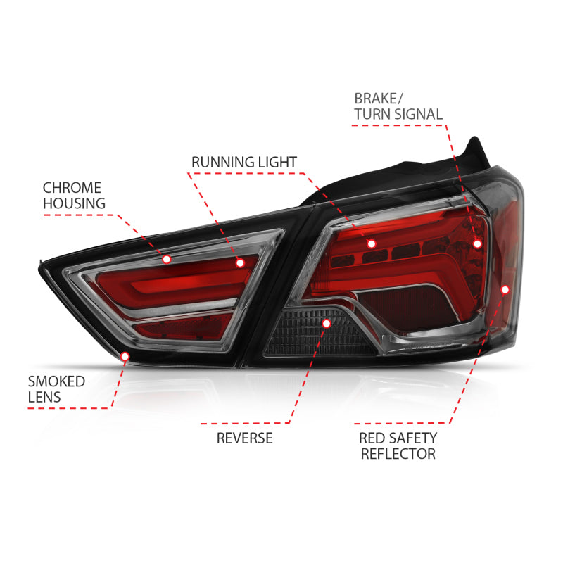 
                      
                        ANZO 14-18 Chevrolet Impala LED Taillights Smoke
                      
                    