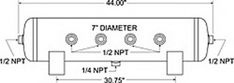 Firestone Air Tank 20 Gallon 12in. x 44in. (6) 1/2in. NPT Ports 150 PSI Max - Black (WR17609277)