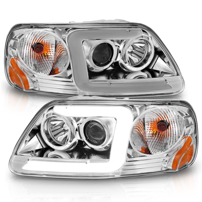 
                      
                        ANZO 1997-2003 Ford F-150 Projector Headlights w/ Light Bar Chrome Housing
                      
                    