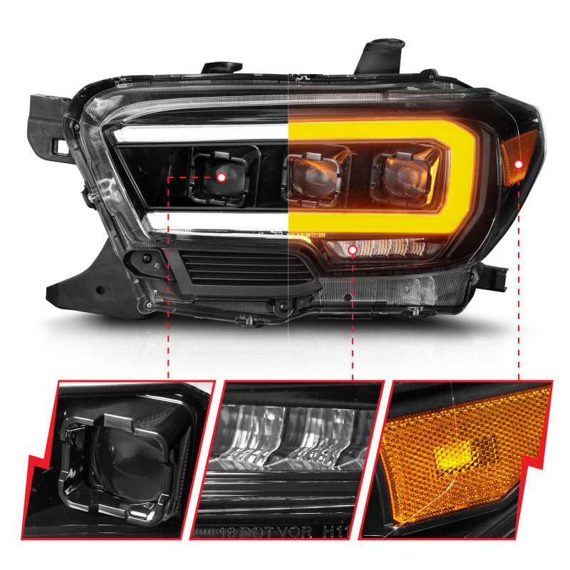 
                      
                        ANZO 16-22 Toyota Tacoma SR/SR5 ONLY Full LED Proj Headlights w/Light Bar Seq. Blk w/Initiation Lgt
                      
                    