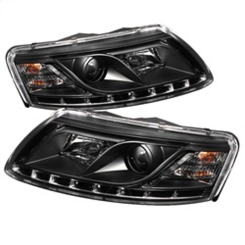 Spyder Audi A6 05-07 Projector Headlights Halogen Model Only - DRL Black PRO-YD-ADA605-DRL-BK