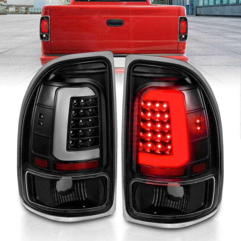 ANZO 1997-2004 Dodge Dakota LED Taillights Black Housing Clear Lens Pair