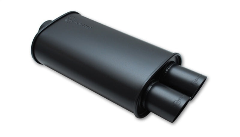 
                      
                        Vibrant StreetPower FLAT BLACK Oval Muffler with Dual 3in Outlets - 2.5in inlet I.D.
                      
                    