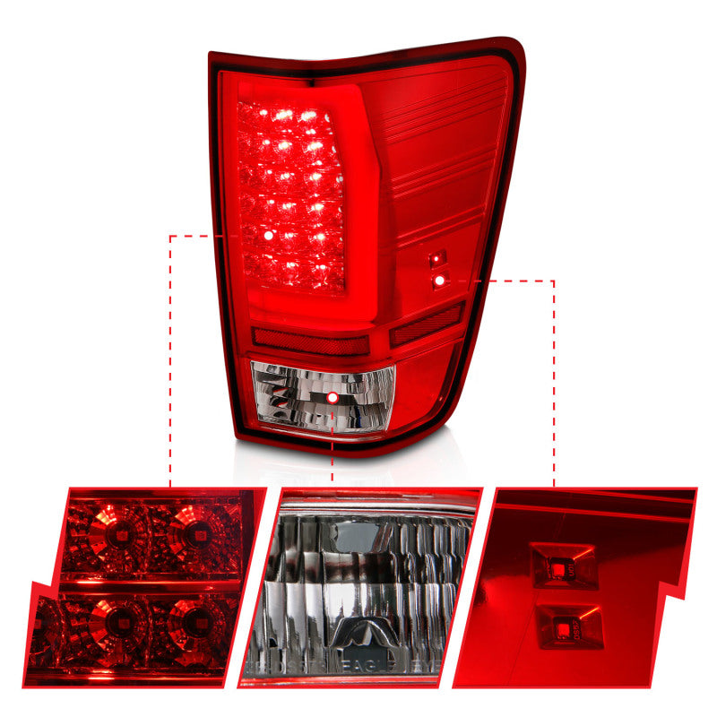 
                      
                        Anzo 04-15 Nissan Titan Full LED Tailights Chrome Housing Red/Clear Lens
                      
                    