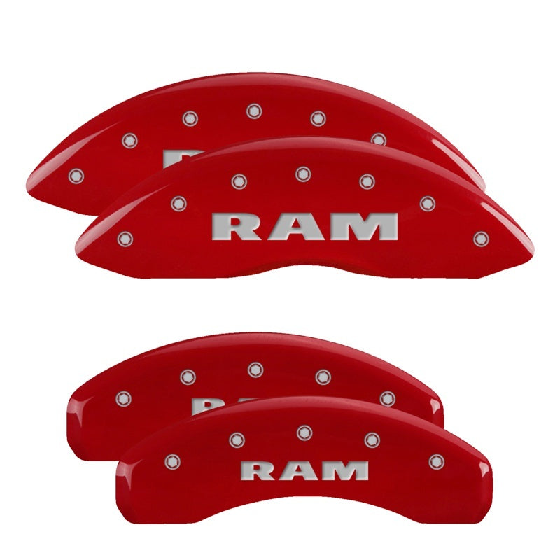 MGP 4 Caliper Covers Engraved Front & Rear RAM Red finish silver ch