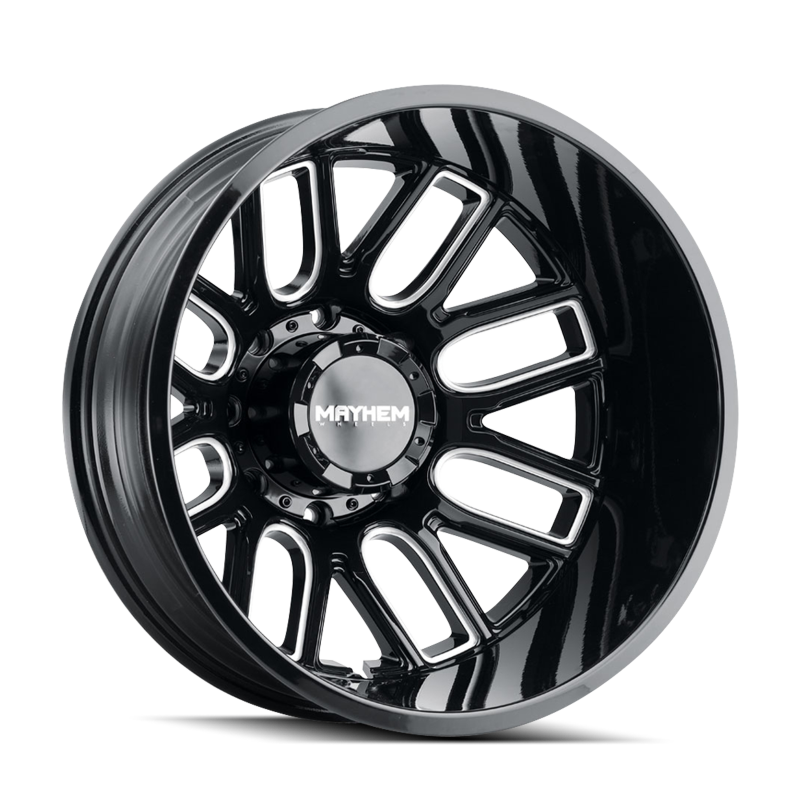 Mayhem 8107D Cogent Dually 20x8.25/8x165.1 BP/-232mm Offset/121.3mm Hub Black w/ Milled Spokes Wheel