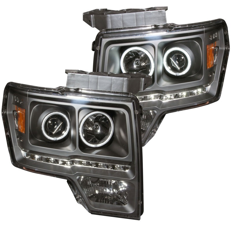 ANZO 2009-2014 Ford F-150 Projector Headlights w/ Halo Black (CCFL) G2