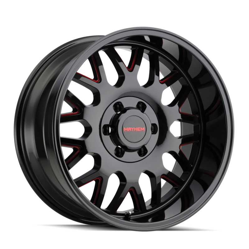 Mayhem 8110 Tripwire 20x9 / 8x170 BP / 0mm Offset / 130.8mm Hub Black w/ Prism Red Wheel