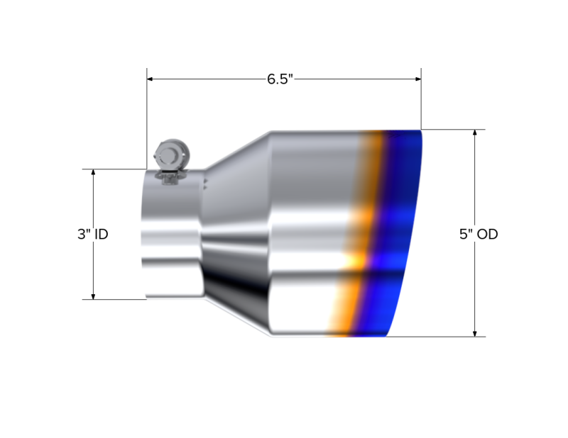 
                      
                        MBRP T304 Stainless Steel Burnt End Angle Cut Exhaust Tip - 3in. ID / 5in. OD / 6.5in. Length
                      
                    