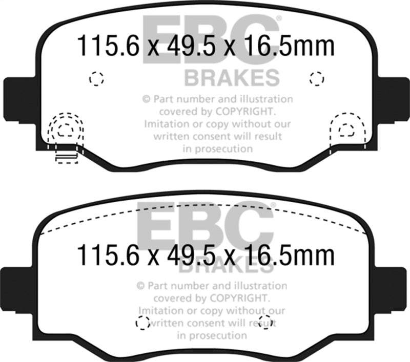 EBC 15+ Fiat 500X 1.4 Turbo Ultimax2 Rear Brake Pads