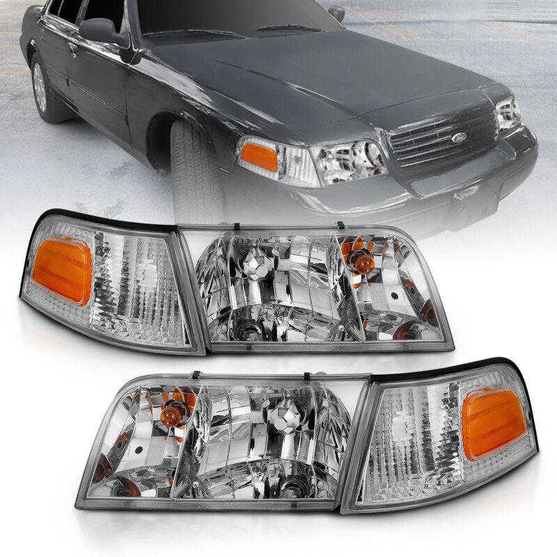 
                      
                        ANZO 1998-2005 Ford Crown Victoria Crystal Headlight Chrome With Bumper Light (OE)
                      
                    