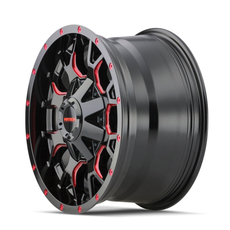 Mayhem 8015 Warrior 17x9 / 6x135 BP / 18mm Offset / 106mm Hub Black w/ Prism Red Wheel