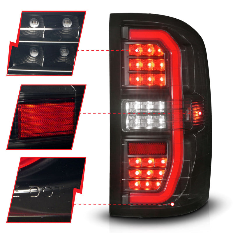 
                      
                        ANZO 14-18 GMC Sierra 1500 Full LED Taillights Black Housing Smoke Lens (w/C Light Bars)
                      
                    