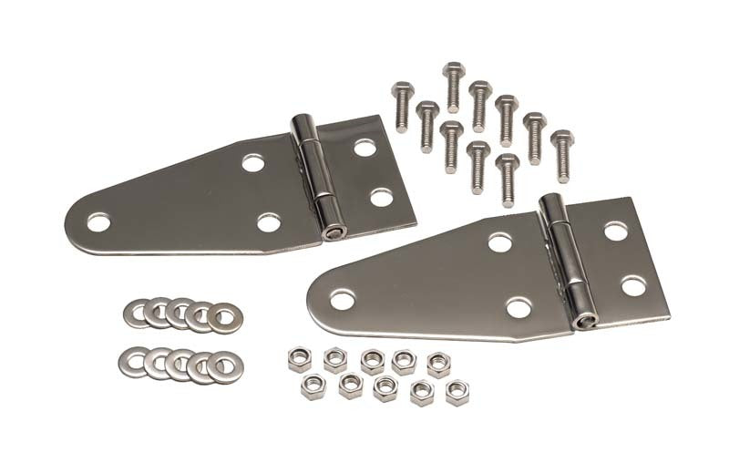 Kentrol 55-95 Jeep CJ/Wrangler YJ Hood Hinge Pair - Polished Silver